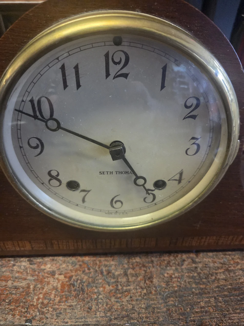 Vintage Seth Thomas Tambour Style Mantel Clock - Classic Wooden Decor 1910-1940